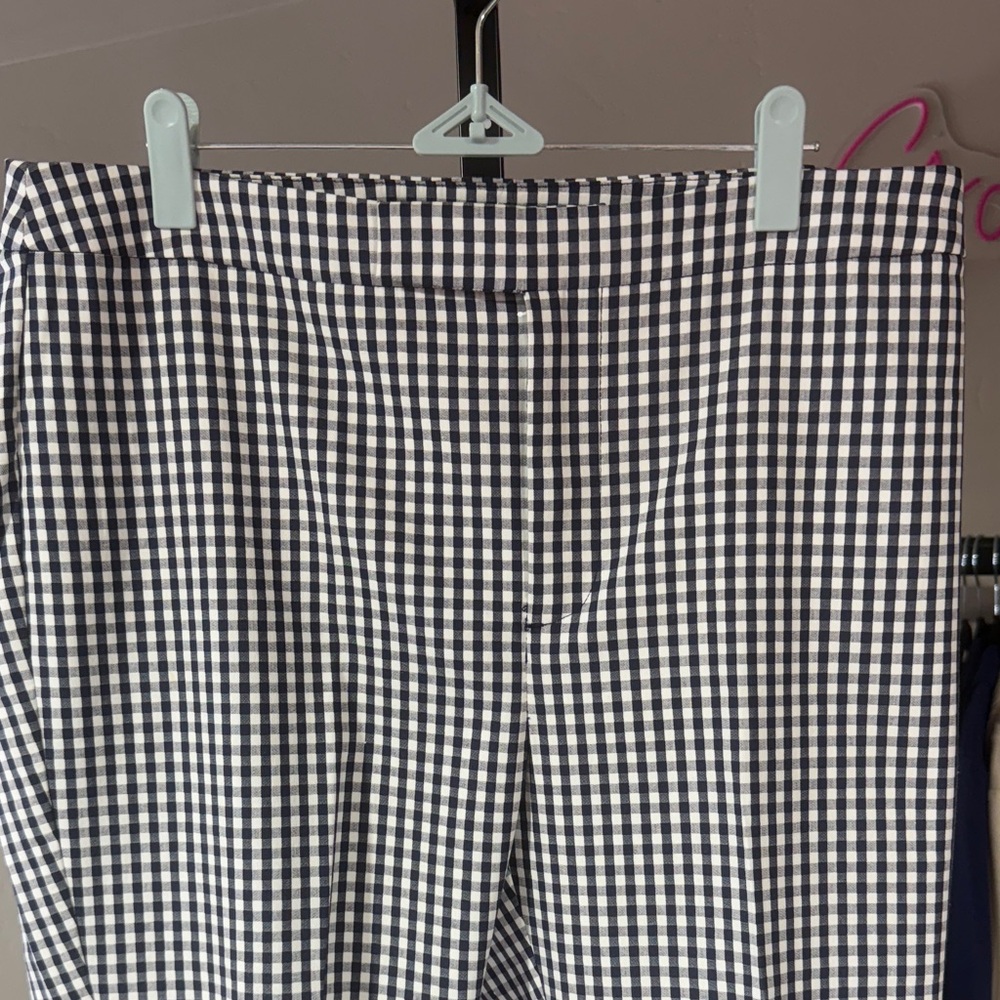 Ralph Lauren Gingham Check Blue/White Cropped Pants - Picture 2 of 5